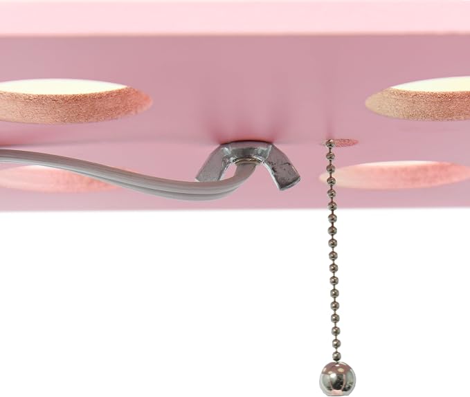 Simple Designs LF1014-LPK Etagere Organizer Storage Shelf Linen Shade Floor Lamp, Light Pink