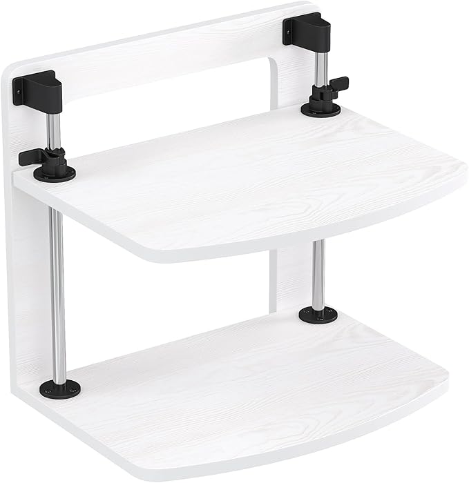 15.6 14 13.3 Inch Laptop Computer Monitor Stand Riser for Reduced Neck Strain, Adjustable Height Desk Shelf Organizer Monitor Riser Stand for PC Monitor Laptop - Withe - Wood Grain, MR01-L