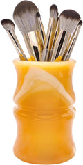 Afghanistan Natural Jade Makeup Brush Holder & Organizer, Small Countertop Vanity Accessories, luxury Makeup Organizer, Christmas Presents, Unique Gifts for Women (Amber Orange)
