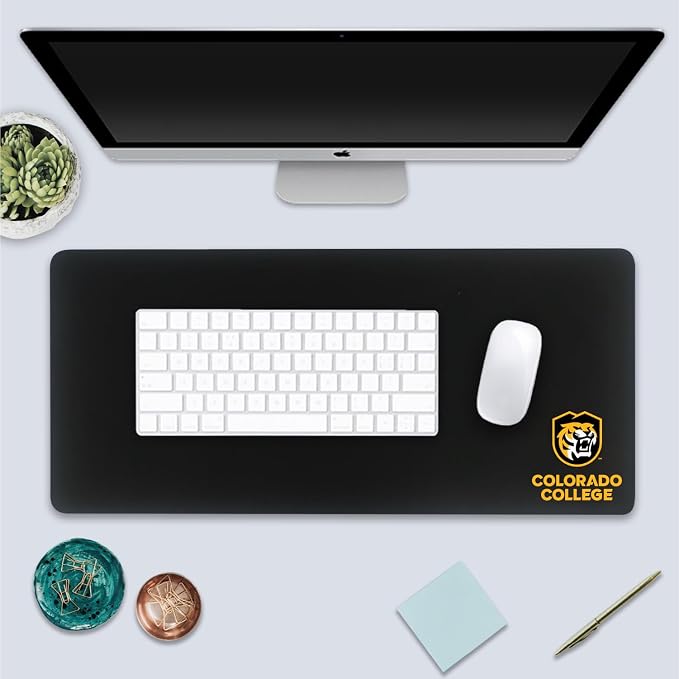 Colorado College Classic Cloth Desk Mat, Durable Office Supplies, Non-Slip Base, Responsive Desk Pad with Smooth Cloth Surface, Black