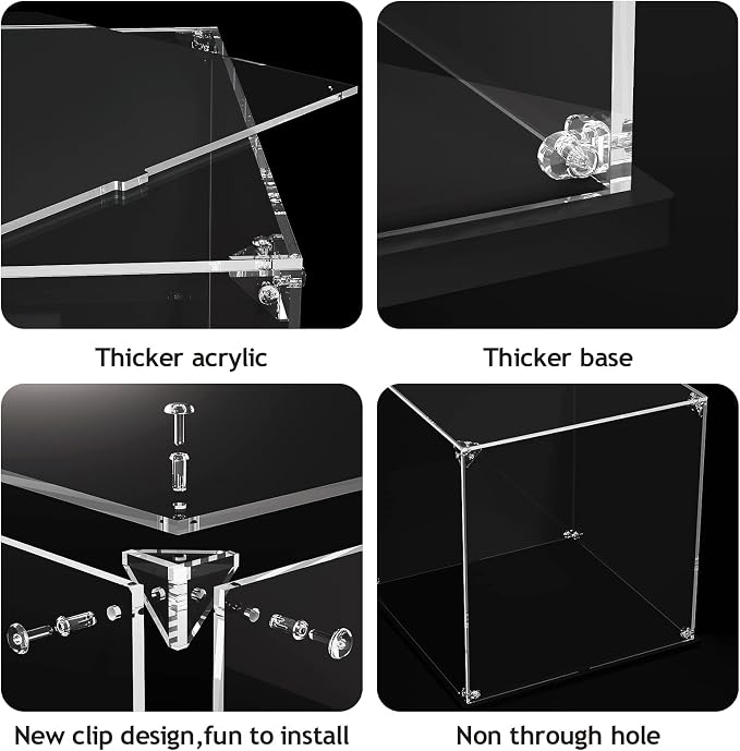 Clear Acrylic Display Case, Easy Assembly Large Showcase(17.7x8x8 inch) | dofopo Dust Protection Case for Action Figures and Dolls, Alternative Glass Box for Collectibles Commemorative Gifts