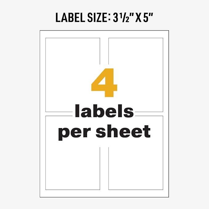 Avery® UltraDuty® GHS Chemical Labels for Laser Printers, Waterproof, UV Resistant, 3.5 x 5, 200 Pack (60503)