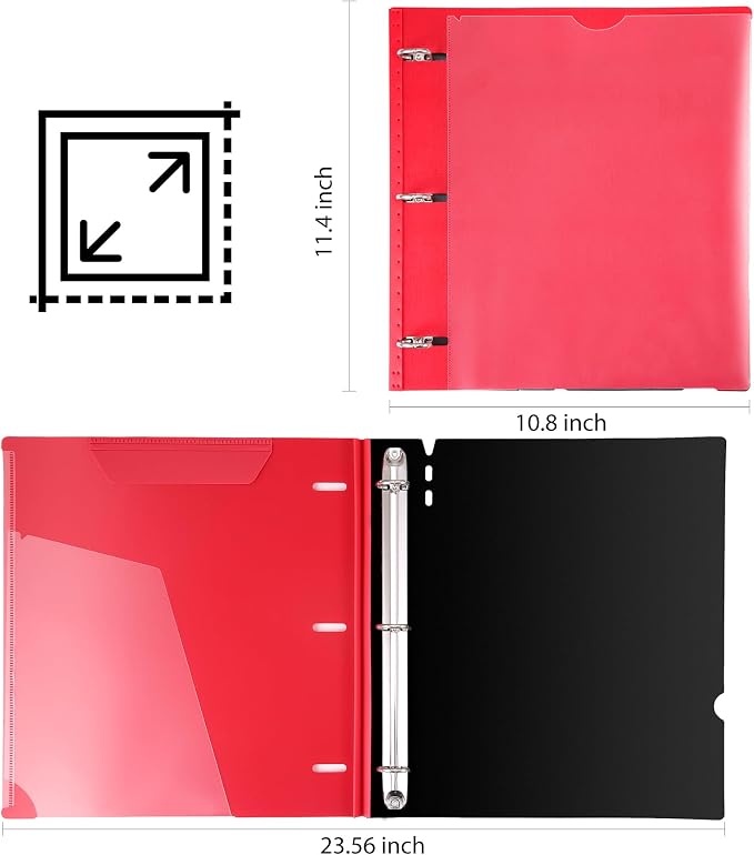 WOT I 1 Inch Telescoping 3 Ring Binder 12 Pack, Expandable Flexible Binder with Customizable Front Cover & Clear Catalog Pocket,Holds 8.5"x11" Paper, Assorted Colors, School Office Supplies