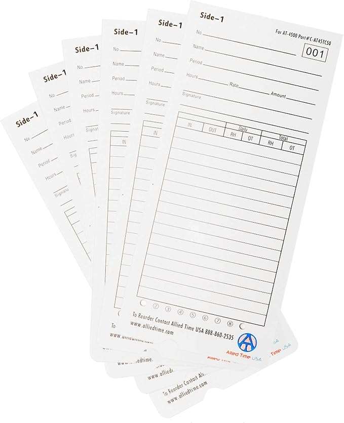 Genuine AT-4500 Time Cards, 4-Packs of 50ea
