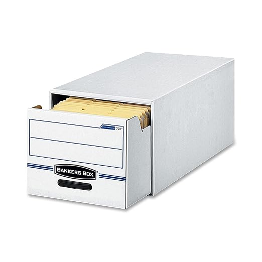 Fellowes Bankers Box® Stor/Drawer® File, Letter Size, 11 1/2" x 14" x 25 1/2", White/Blue, Pack Of 6