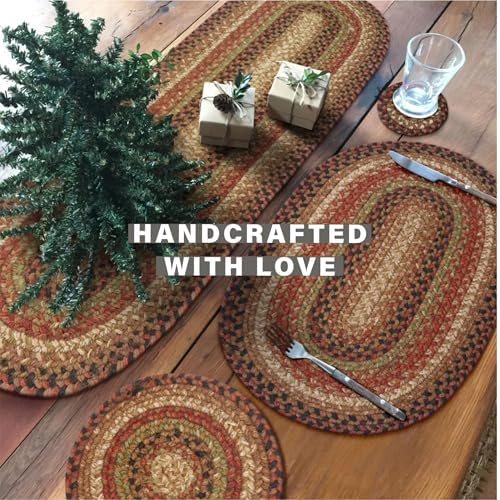 Homespice Gingerbread Jute Braided Table Runner, Rect 8x28 Set of 2