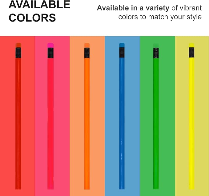Custom Round Neon Pencil. Promotional Personalized Imprinted Round Neon Pencils. Custom Printed Name/Business/Event Information (Neon Pink, 150 Count, Pack of 1)