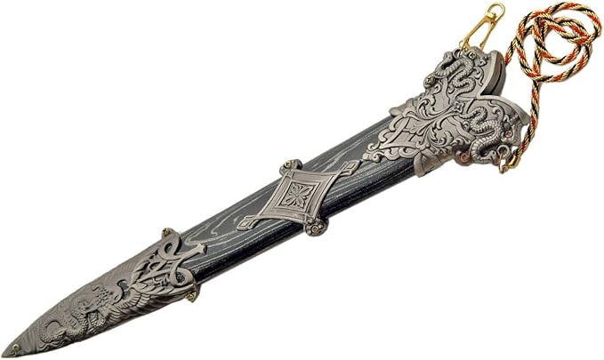 SZCO Supplies 18.5" Medieval Lords Dagger with Scabbard – Stainless Steel Decorative Dagger for Collectors and Display