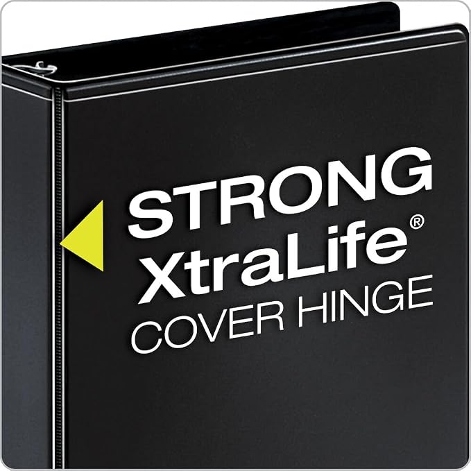 Cardinal Performer 3-Ring Binders, 2", Non-Locking Slant-D Rings, 540-Sheet Capacity, ClearVue Presentation, Non-stick, PVC-Free, Black, 4-Pack (27501)