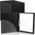 Teling 8 Pack Punchless Clamp Binder Folder Ringless Binder with Metal Clip and Poly Covers Flex Colored Swing Clamp for Work School Documents, 9.7 x 11.5 Inch(Black)