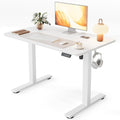 Cubiker Standing Desk, 40x24 Inches Sit Stand Home Office Desk, Electric Stand up Desk, Adjustable Desk with Splice Board, White Frame/White Top