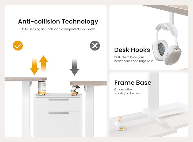 CubiCubi 48 x 24 Electric Height Adjustable Standing Desk, Maple | Sit to Stand, Computer Workstations, Home Office Desk, Advanced Motor, Next-Gen Frame, 176 lbs Capacity, Smart Lift System