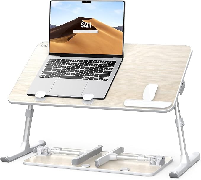 Laptop Desk for Bed, SAIJI Lap Desks Bed Trays for Eating Writing | for Eating Writing, Adjustable Computer Laptop Stand, Foldable Lap Table in Sofa and Couch（20.5x11.8 Teak