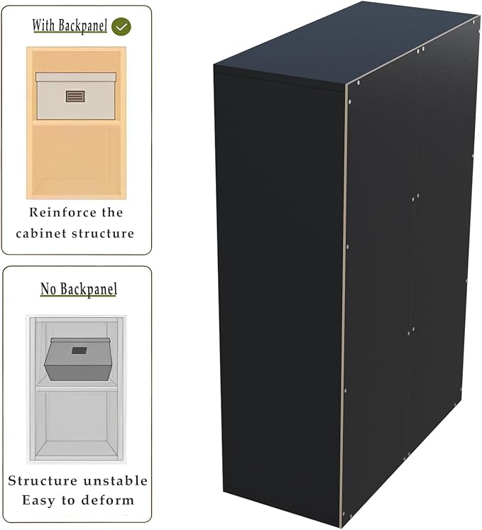 6-Cube Storage Shelf Bookcase, Black | Wooden 3-Tier Open Bookshelf, Fits 11×11" Bins, Vertical or Horizontal Use, Full Back Panels, For Home Office