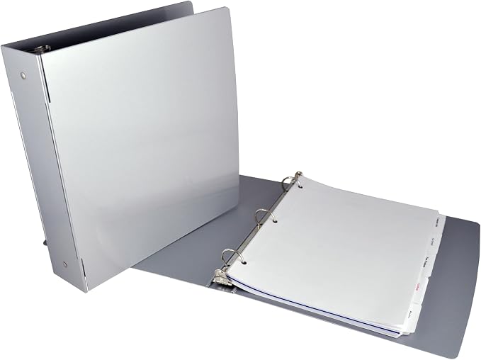 Saunders Recycled Aluminum 3 Ring Binder, 2 Inch, Letter Size, Gray | For School, Industrial & Contractor Use; Holds About 400 Sheets, Lay-Flat Hinges, Snap-Ring Mechanism, Made in USA