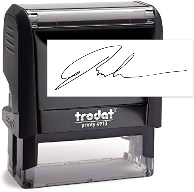 Trodat 4913 Signature Stamp - Custom Text Stamp - Choose from Many Fonts & 15 Ink Colors!