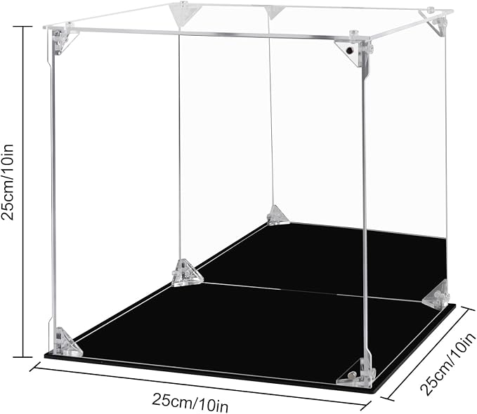 Acrylic Display Case Clear Action Figure Display Case with Mirrored Back, Dustproof Protection Display Box Alternative Glass Case for Collectibles Figures Models Doll Toys (10x10x10 inch, 25x25x25cm)
