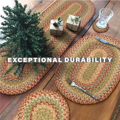 Homespice Azalea Braided Placemats for Primitive Decor, Round 15" Set of 6