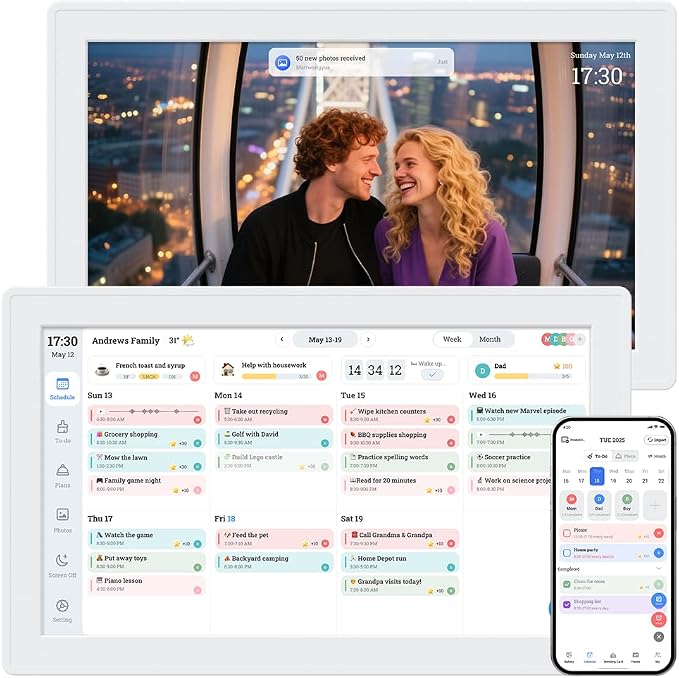 15.6" Large Digital Calendar with IPS Touch Screen - Smart Electronic Calendar & Planner, Sync & Custom Alerts, Ideal Home Office Management Tool
