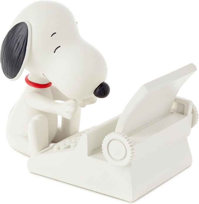 Hallmark Peanuts Snoopy Cell Phone Holder (Typewriter) Office Supplies | Resin Construction, Snoopy at Typewriter with Schulz Detail