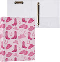 Aslsiy Wild West Girl Pink 3 Ring Binder 1.5 Inch Cow Hat Round Clipboard Binder Decorative Harcover Binders Organizer for Office Supplies