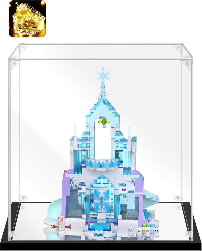 Acrylic Display Case for Collectibles Assemble Acrylic Display Box for Lego 43172 Castle Building Toys Clear Acrylic Case for Display Trophy Figures Dolls(Black,13.8*9.8*13.8 inch)