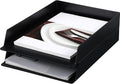 2 Pcs Stackable Paper Trays Rectangular Plastic Desk Holder Desktop Document File Organizer Storage Letter for Office Classroom (Black)