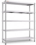VEVOR Stainless Steel Shelving 48x18.5 Inch 5 Tier Adjustable Shelf Storage Unit Stainless Steel Heavy Duty Shelving for Kitchen Commercial Office Garage Storage 330lb Per Shelf | Storage Unit for Various Spaces Load Capacity 330 lbs Per Shelf Heavy Du...