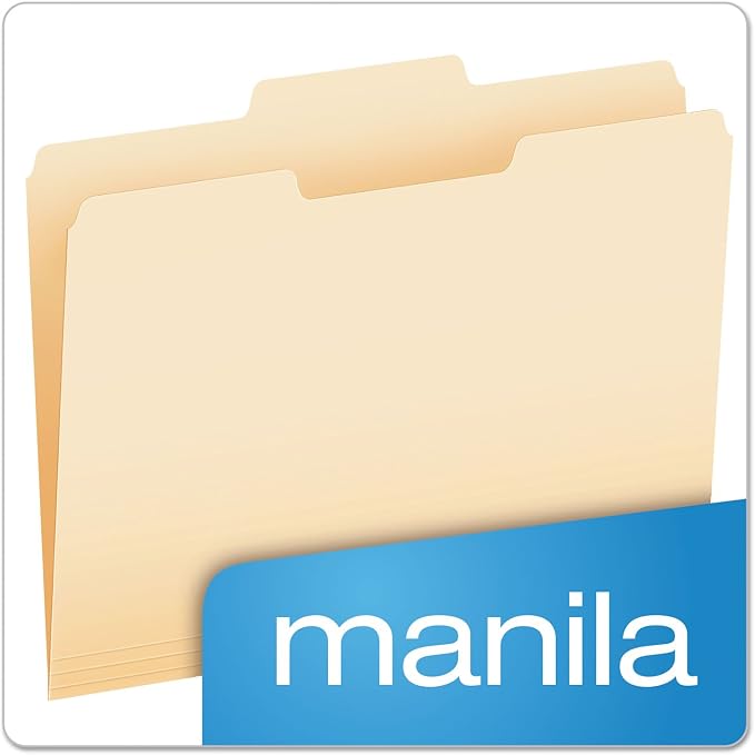 Pendaflex File Folders, Letter Size, Manila, 1/3 Cut, 100/BX (752 1/3-2)