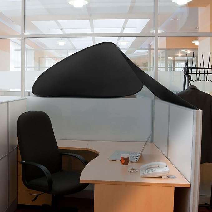 Foldable Office Cubicle and Desk Shade, Portable 27.5 Inch Cubicle Shade Canopy for Light Sensitive Workers, Block Light and Airflow, for Working Partitions Corner Privacy Accessories(Black)