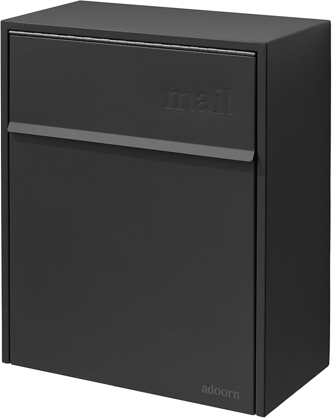 Wall Mount Mailbox - Large, Anti-Theft Locking Mailbox, Weatherproof Mailboxes for Outside The House, 18.5" H x 15" L x 7.5" D (Black)