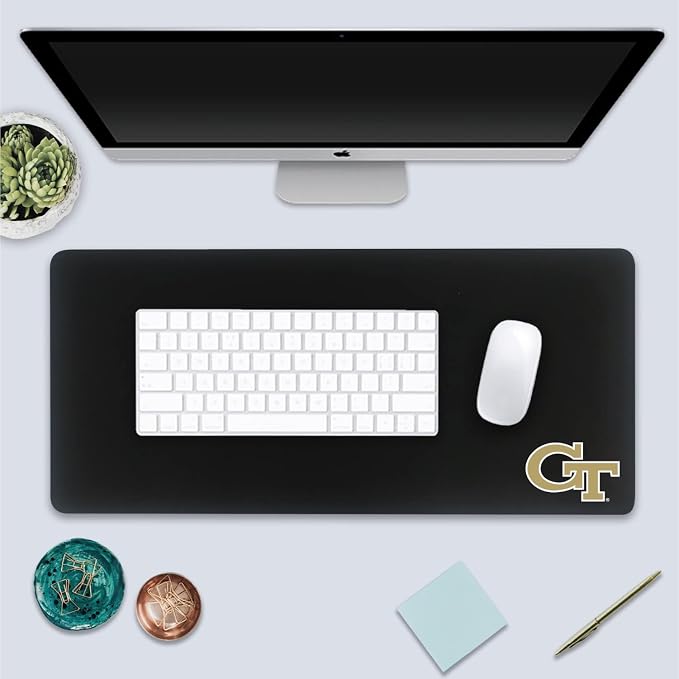 Georgia Institute of Technology Classic Cloth Desk Mat, Durable Office Supplies, Non-Slip Base, Responsive Desk Pad with Smooth Cloth Surface, Black
