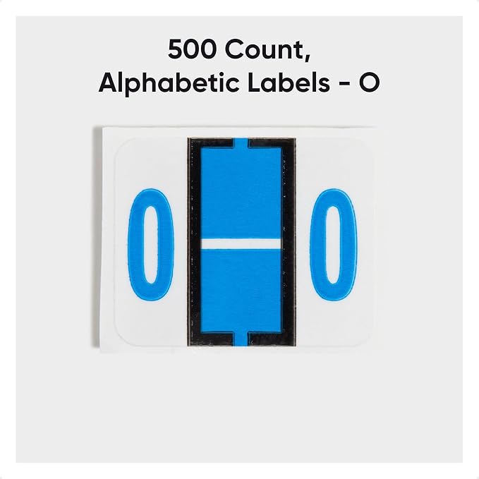 Smead BCCR Bar-Style Color-Coded Alphabetic Label, O, Label Roll, Blue, 500 Labels per Roll, (67085)