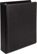 Samsill 1.5 Inch 3 Ring Binder, Leather, Black with Contrast Stitching, 8.5 x 11 Inch, 3 Rings, Notebook Binder, Portfolio Organizer, Planner, Journal