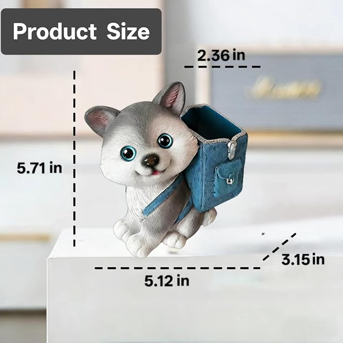 Funny Dog Pen Holder, Pencil Holder for Desk, Husky Gifts for Women Men, Cute Desk Pen Organizer for Home Office School Decoration