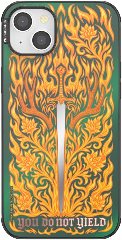 PopSockets iPhone 14 Plus Phone Case with MagSafe- Fireheart | Magnetic, Wireless Charging, Camera & Drop Protection, Acotar, Throne, Glass, Sarah, Dragon