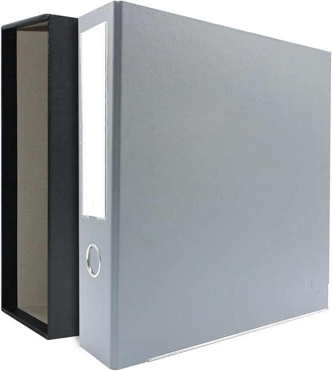 3-Ring Premium Binder & Slip Case - Light Gray, by Bindertek | 3" Spine Width, 525 Sheet Capacity, 2" D-Rings, Linen-Textured Covers, Steel Reinforced Edges