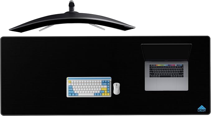 Cacoy 63" x 24" Giant Mouse Pad, Oversized Gaming Computer Mouse Mat, Black | Extended Keyboard Mousepad Premium Textured Surface Non-Slip Rubber Base Stitched Edge Desk Mat Optimized for Speed & Control