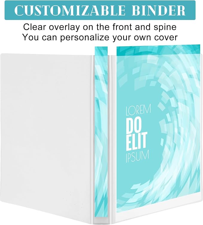 Fulmoon 12 Pcs Economy View 3 Ring Plastic Binder 12.2 x 9.8 Inch Plastic Round Ring Binders with Pockets Notebinder for Meetings for Home, Office, School(White,1 Inch)