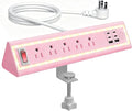 Desk Clamp Power Strip with Nightlight, 40W Fast Charging, 10FT Extension Cord, 4x20W USB-C & 2 USB Ports, 5 AC Outlets, Fits 1.69-Inch Table Edges