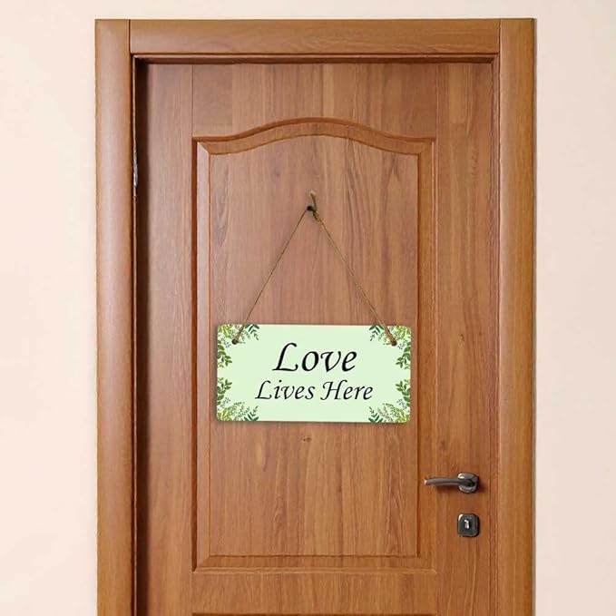 Signs ByLITA Greenery Wreath Personalized Hanging Wall or Door Sign (5 x 10") | Custom Signage for Your Home & Business