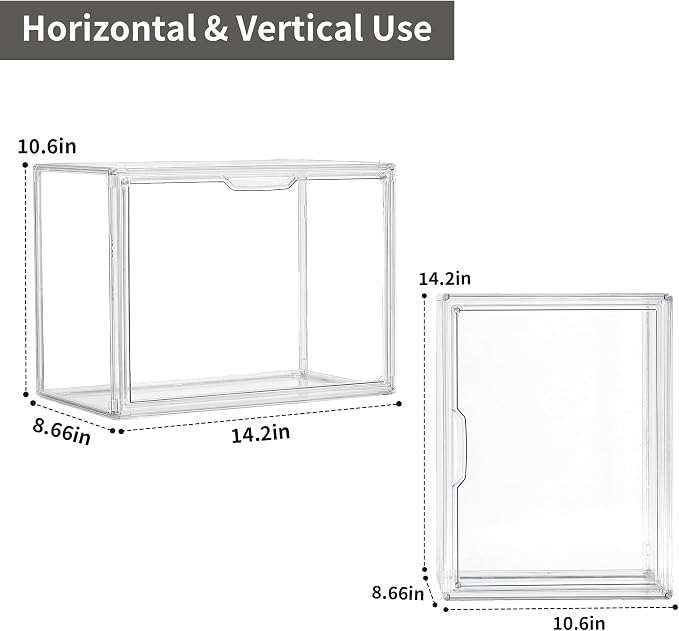Stackable Acrylic Storage Cubes Book Case Display Case Box Book Containers | Interlocking Stable Structure & Magnetic Dustproof Door, Freely Arranged,Organizer for Books & Collectibles