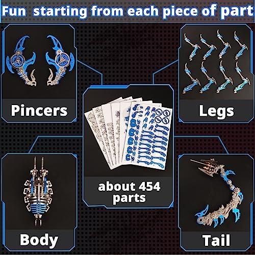 3D Metal Puzzles for Adults, Metal Model Kits Scorpion Metal Building Kit