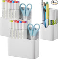 Marbrasse Magnetic Dry Erase Marker Holder,Pen and Eraser Holder for Whiteboard，Magnet Pencil Cup Utility Storage Organizer for Office, Refrigerator, Locker and Metal Cabinets (White)