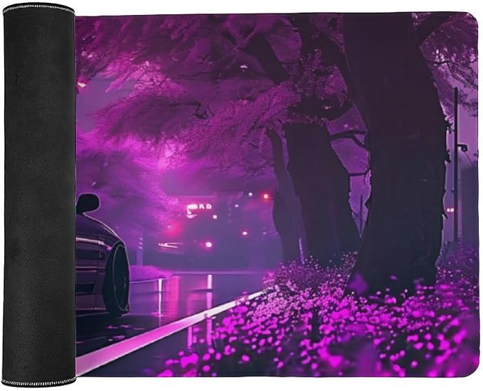 Large Mouse Pad Anime JDM Car S13 Purple Flowers Static Desk Mat Computer Accessories Gaming Office Organizers Supplies Decor Essentials Keyboard Pads for Desk Rubber 40x90cm