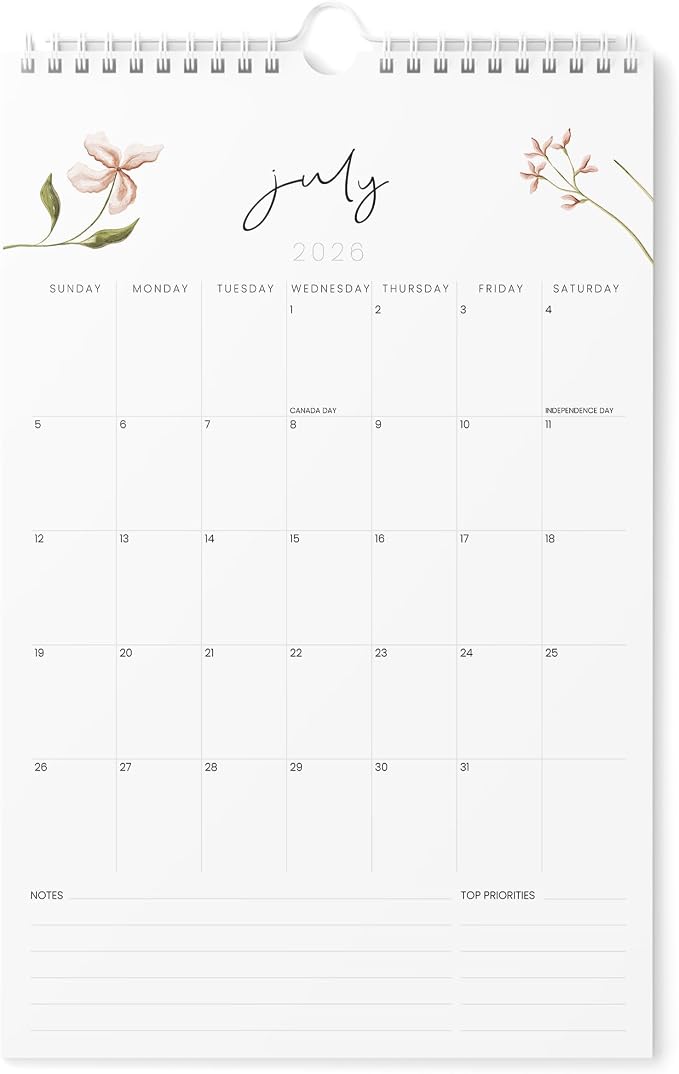 Karto Wall Calendar 2026-2027 11x17 in - Flowers | July 2026 to December 2027, Vertical, Boosts Productivity, Easy Monthly Planning