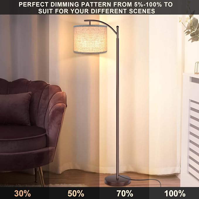 Floor Lamp for Living Room, 4 Color Temperature LED Floor Lamp with Remote Control & Foot Switch, LED Bulb Included, Modern Standing Lamp for Bedroom, Study Room, Office - Oil Rubbed Bronze