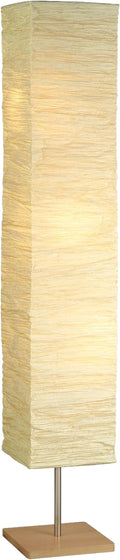 Adesso 3-Light Floor Lamp, Natural Wood & Beige, Adjustable, 58” | Dune 60W Floor Lamp with Foot Switch for Bedroom, Living Room, Reading Nook, or Corner Accent Lighting