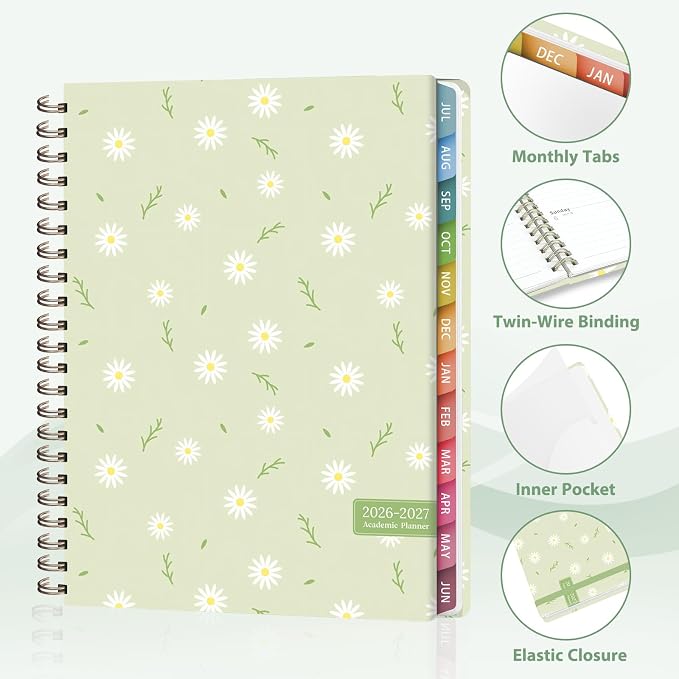 Planner 2026-2027, Weekly and Monthly Academic Year Calendar Planner, July 2026 - June 2027, Daily Agenda Book for Office School Supplies, Letter Size(8.5'' x 11'')