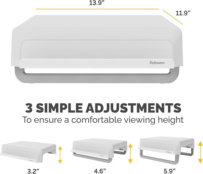 Fellowes Breyta Ergonomic Height Adjustable Stand for Monitor/Laptop, White